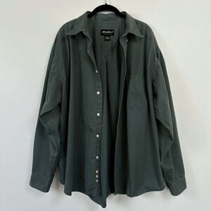 Vtg Eddie Bauer Overshirt XL Forest Green Cotton Twill Workwear Shacket 90s EUC
